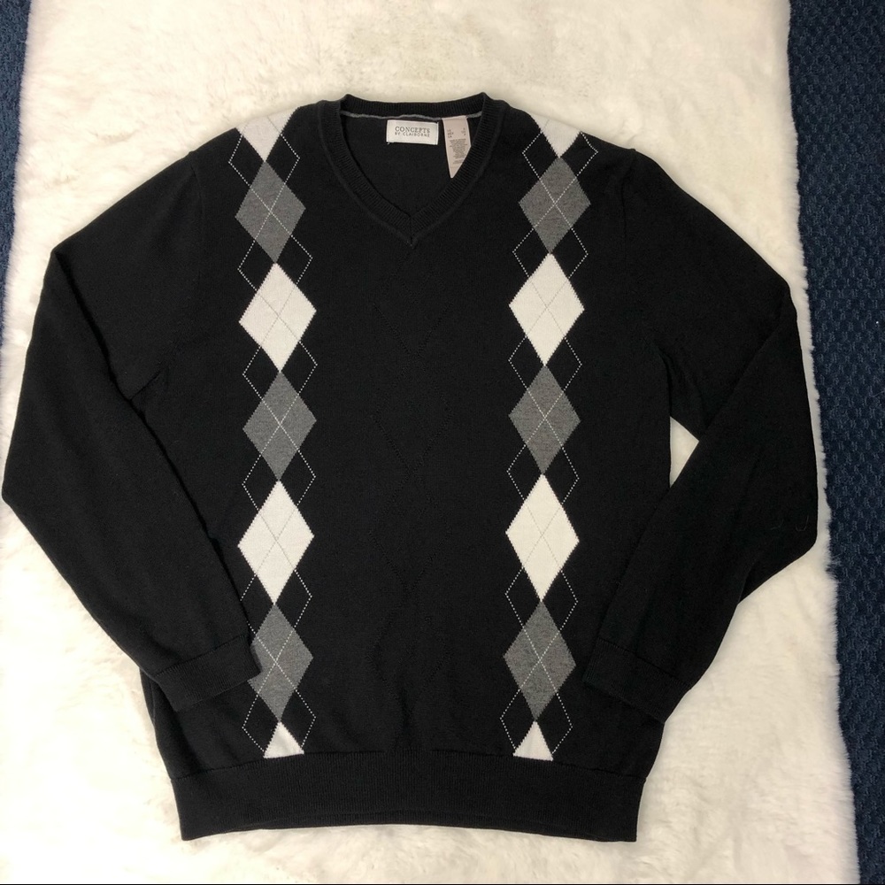 Concepts by Claiborne Black Argyle Sweater